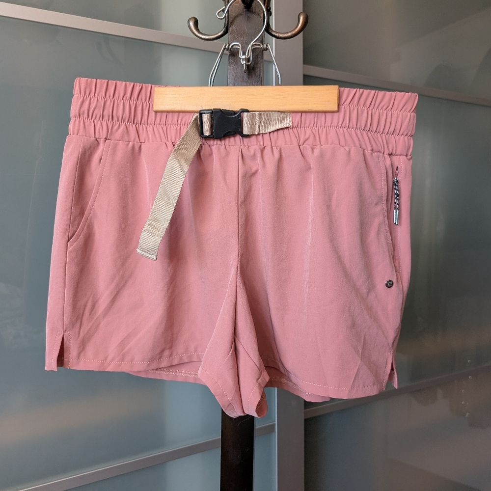 Super Cute Bear Paw Women's Pink Casual Athletic Dusty Rose Shorts - Large